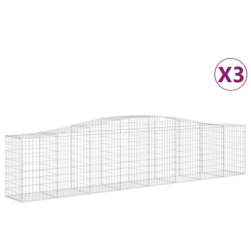 Gabionkurver buede 3 stk 400x50x80/100 cm galvanisert jern