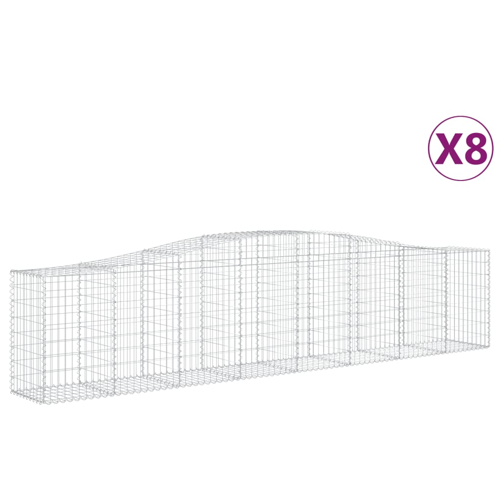 Gabionkurver buede 8 stk 400x50x80/100 cm galvanisert jern