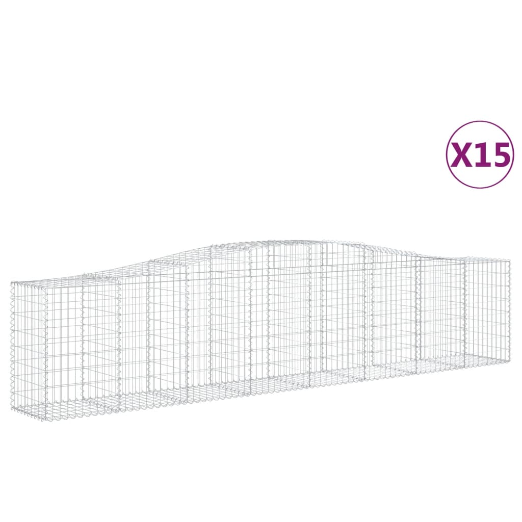 Gabionkurver buede 15 stk 400x50x80/100 cm galvanisert jern