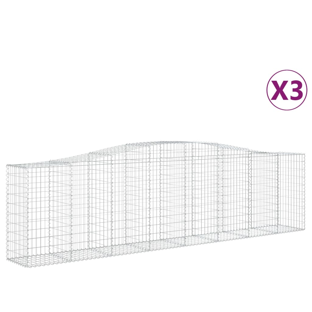 Gabionkurver buede 3 stk 400x50x100/120 cm galvanisert jern