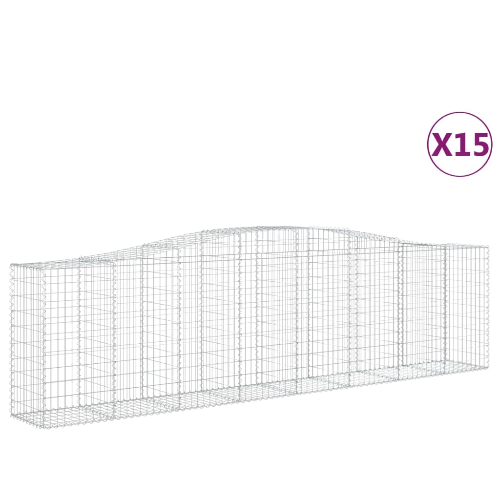 Gabionkurver buede 15 stk 400x50x100/120 cm galvanisert jern