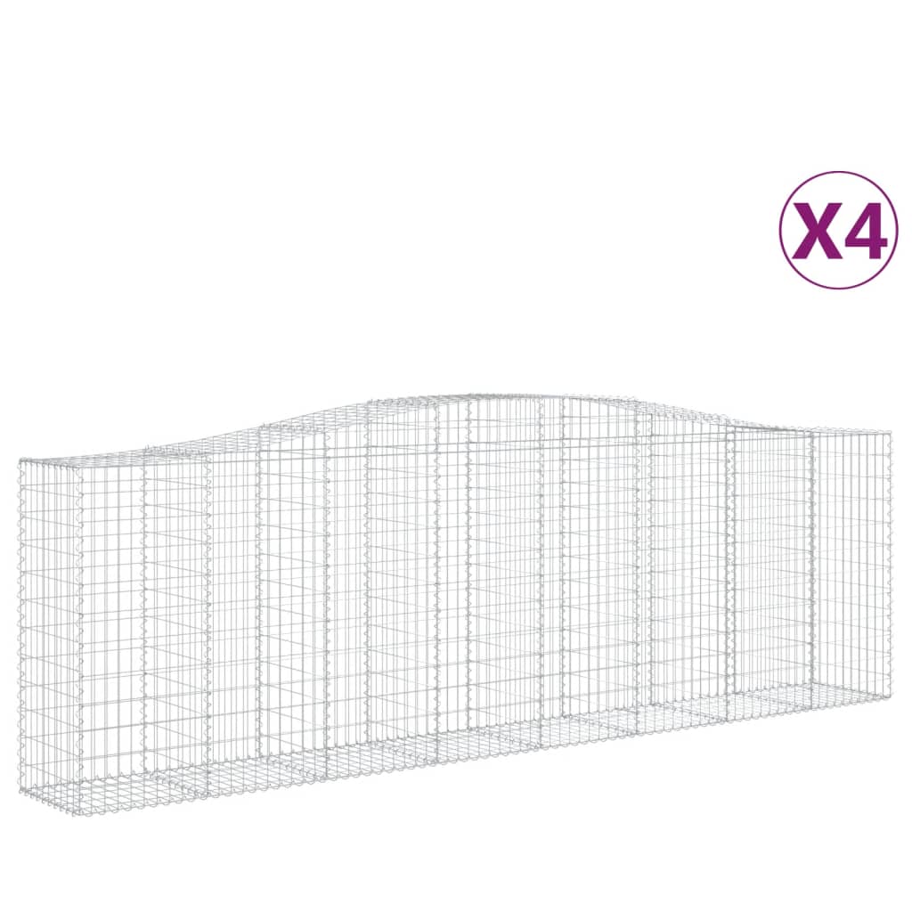 Gabionkurver buede 4 stk 400x50x120/140 cm galvanisert jern