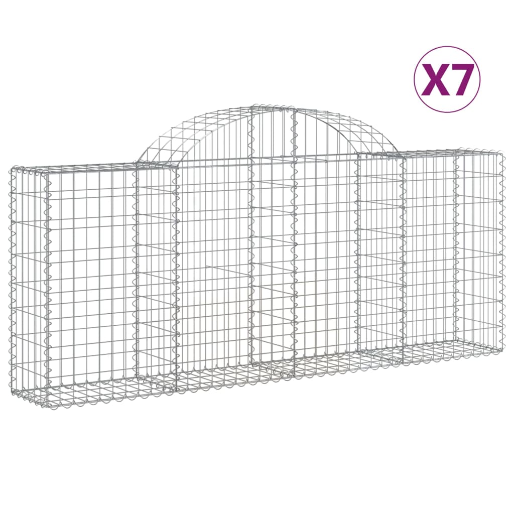 Gabionkurver buede 7 stk 200x30x80/100 cm galvanisert jern