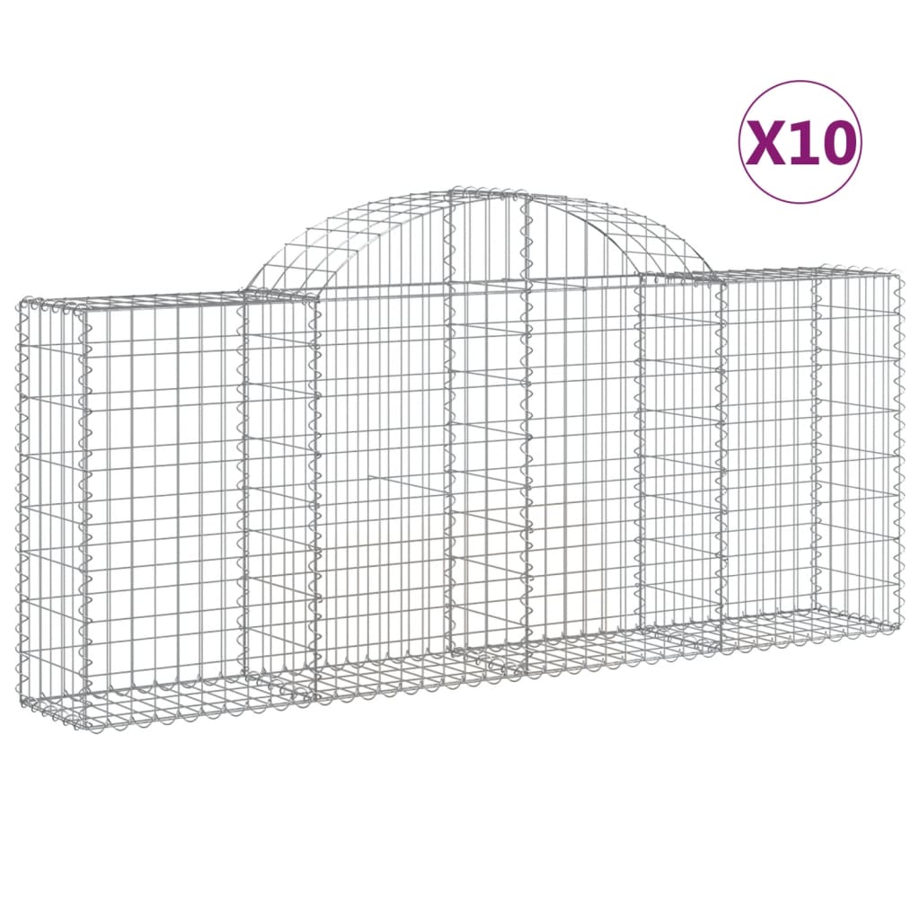 Gabionkurver buede 10 stk 200x30x80/100 cm galvanisert jern
