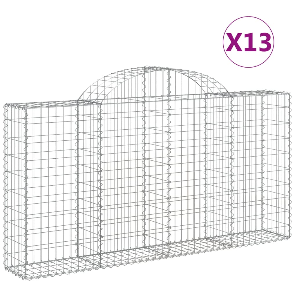 Gabionkurver buede 13 stk 200x30x100/120 cm galvanisert jern