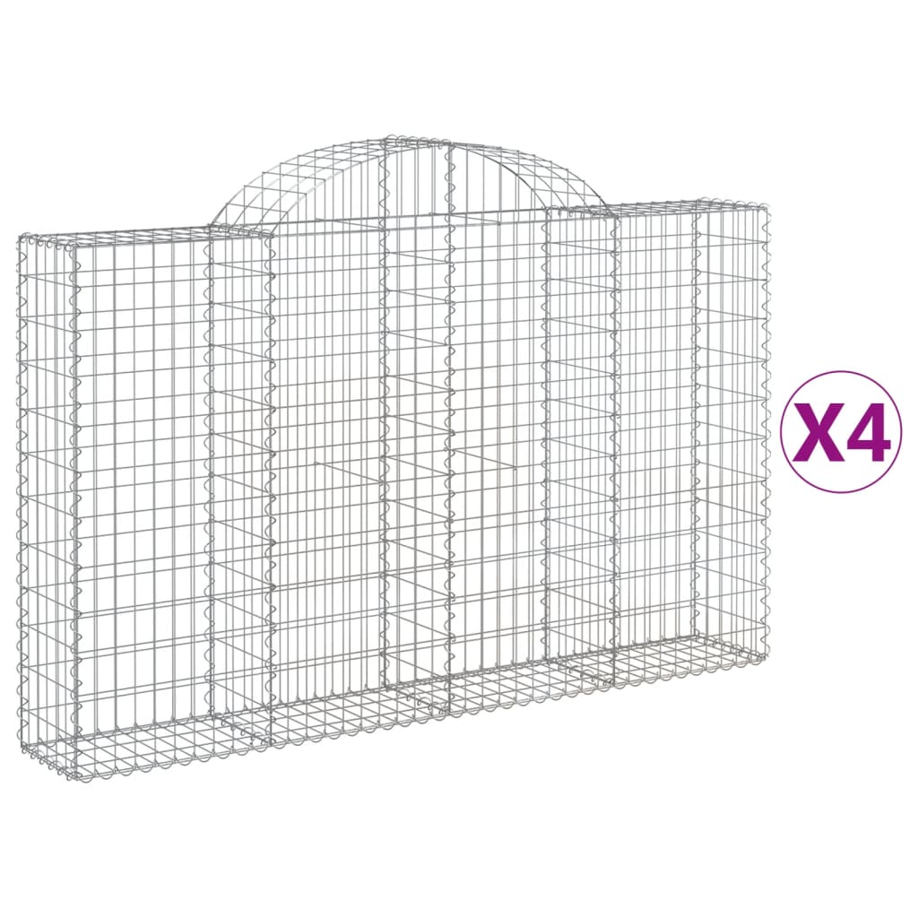 Gabionkurver buede 4 stk 200x30x120/140 cm galvanisert jern