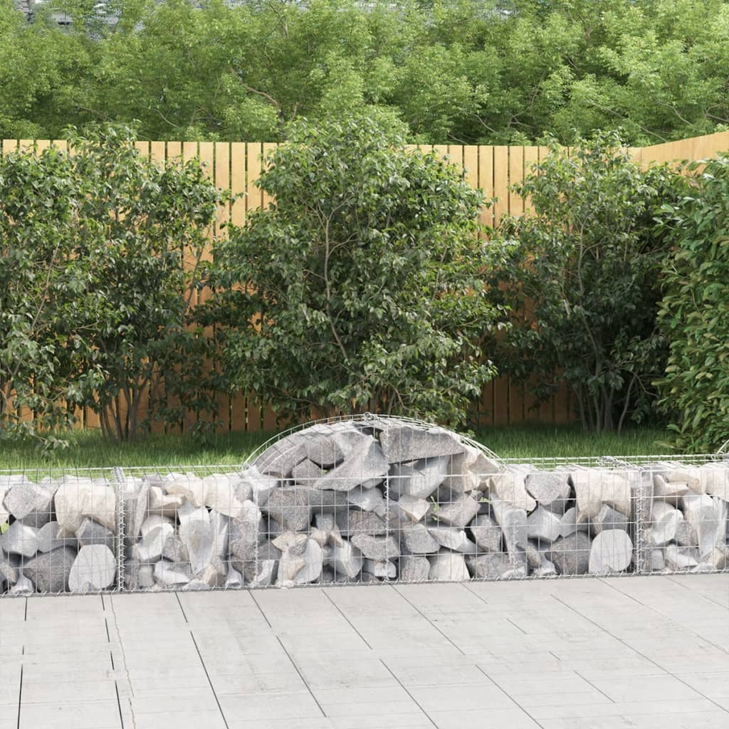 Gabionkurver buede 2 stk 200x50x40/60 cm galvanisert jern