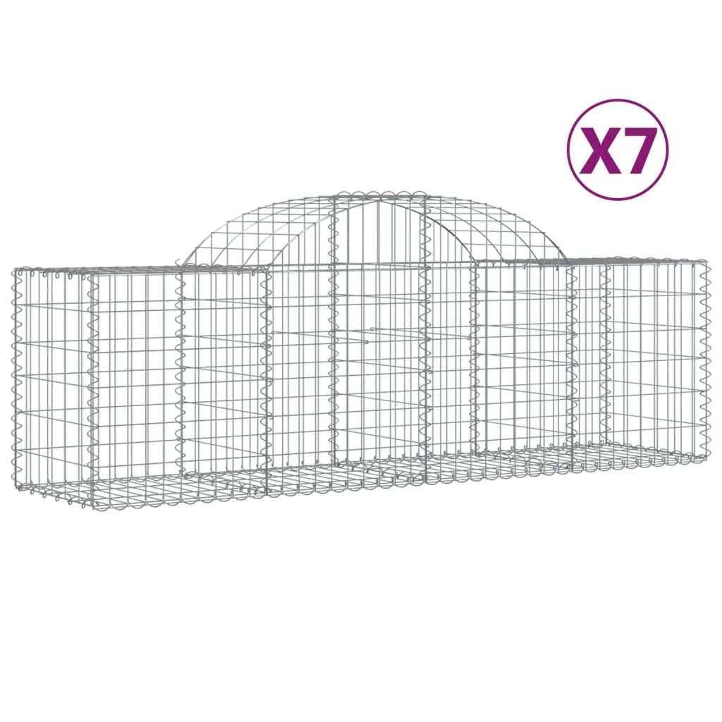 Gabionkurver buede 7 stk 200x50x60/80 cm galvanisert jern