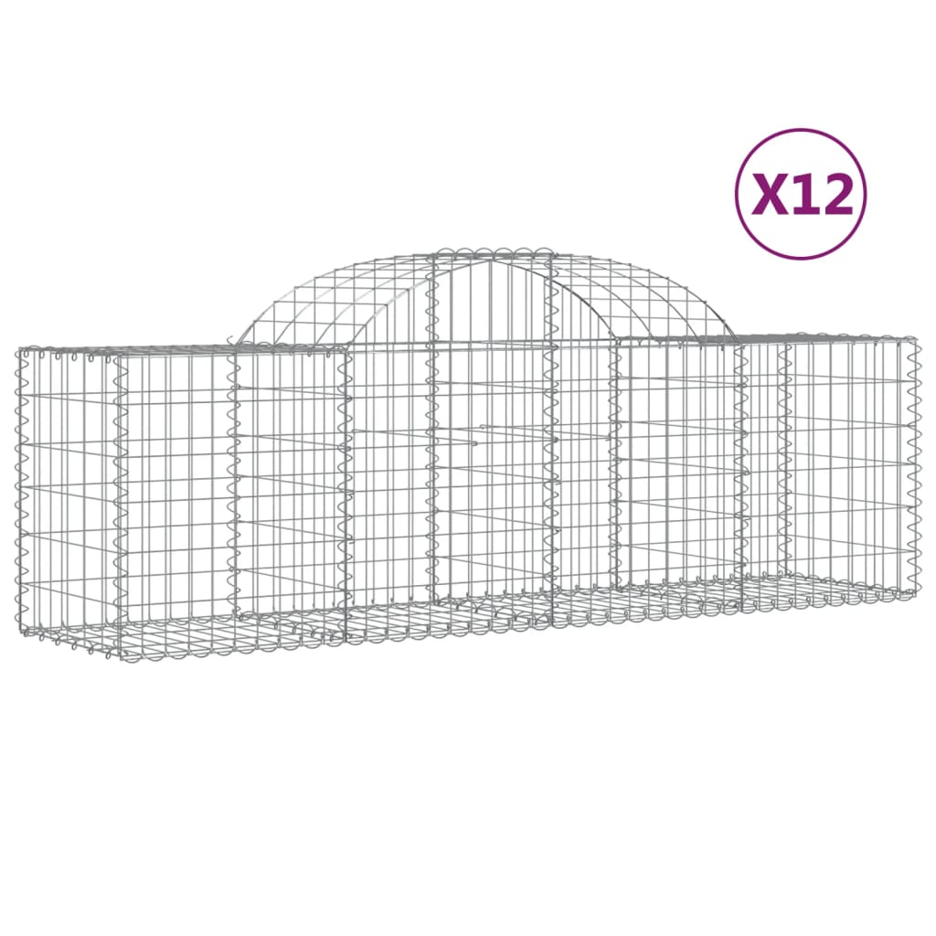 Gabionkurver buede 12 stk 200x50x60/80 cm galvanisert jern