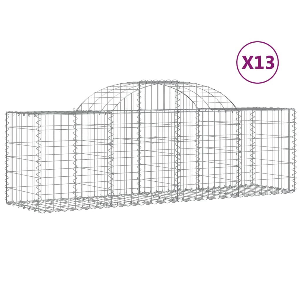 Gabionkurver buede 13 stk 200x50x60/80 cm galvanisert jern