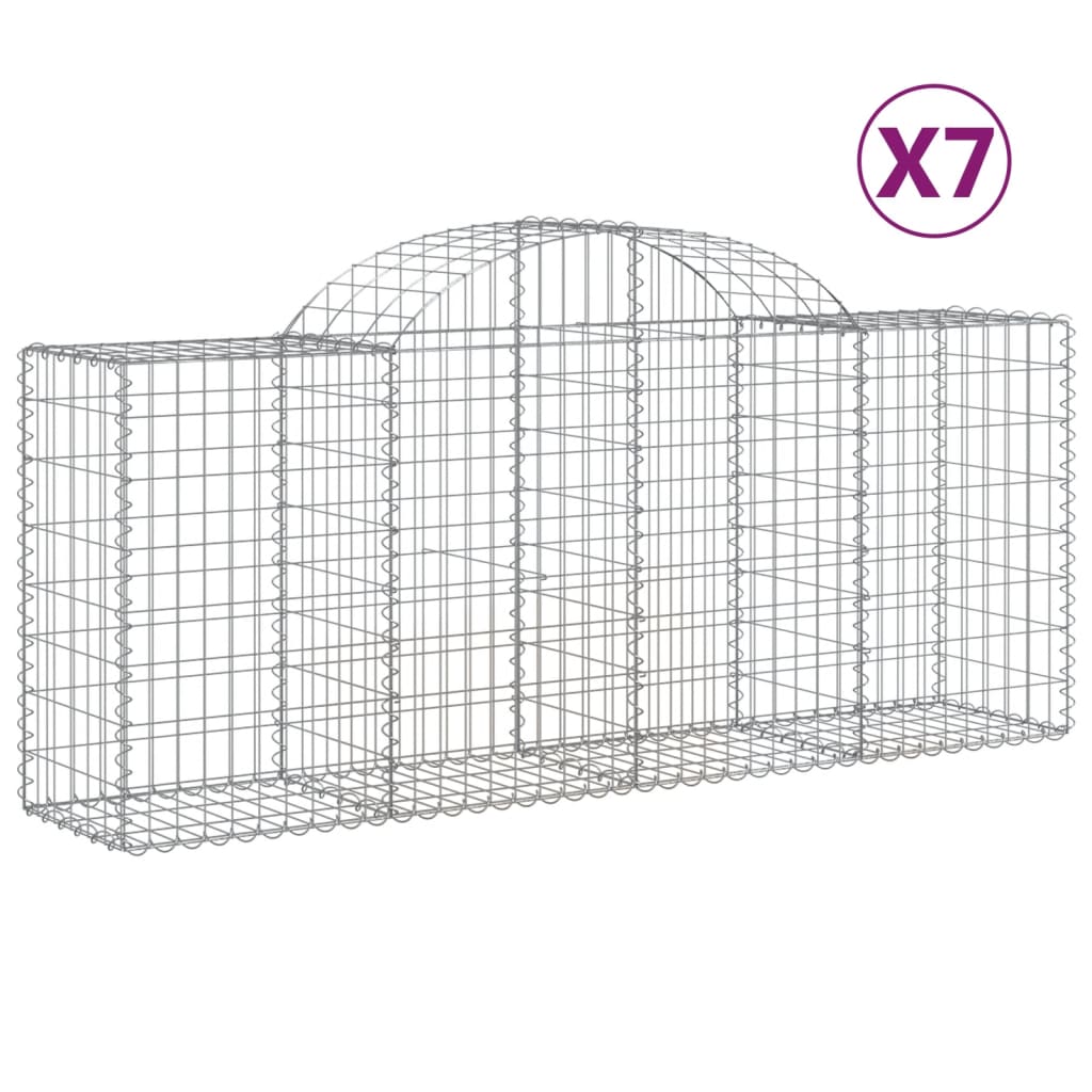 Gabionkurver buede 7 stk 200x50x80/100 cm galvanisert jern