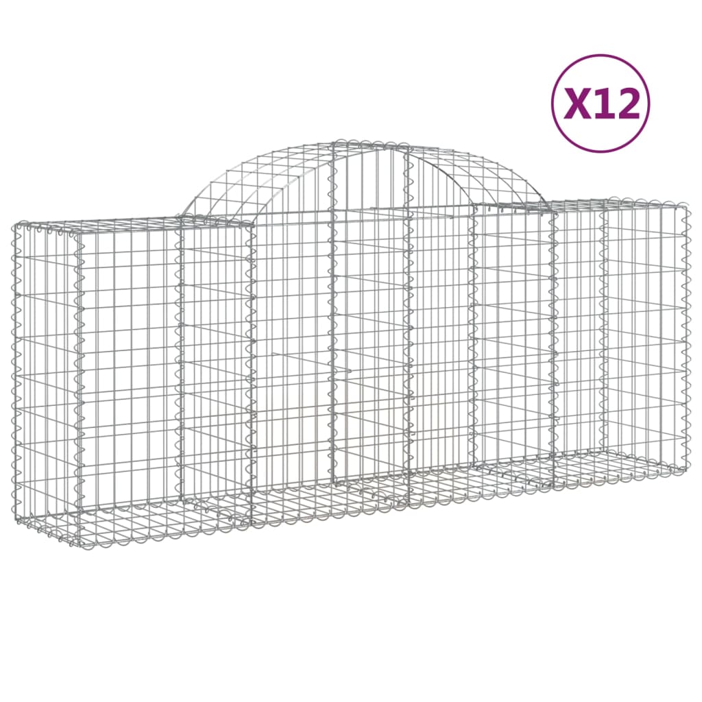 Gabionkurver buede 12 stk 200x50x80/100 cm galvanisert jern