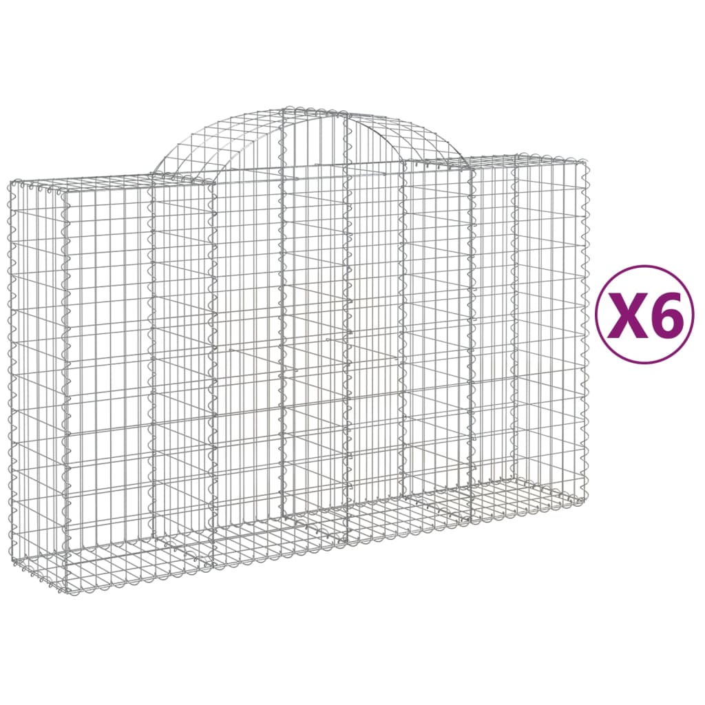 Gabionkurver buede 6 stk 200x50x120/140 cm galvanisert jern
