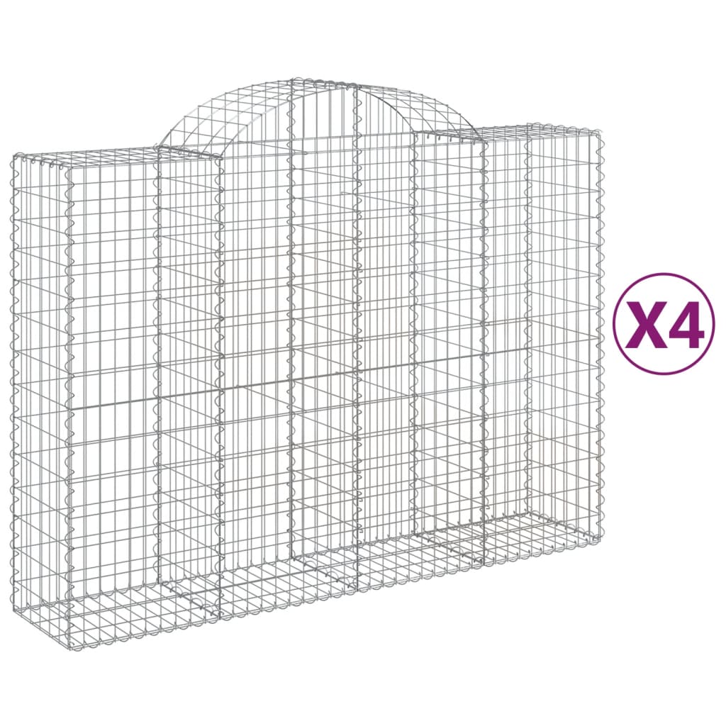 Gabionkurver buede 4 stk 200x50x140/160 cm galvanisert jern