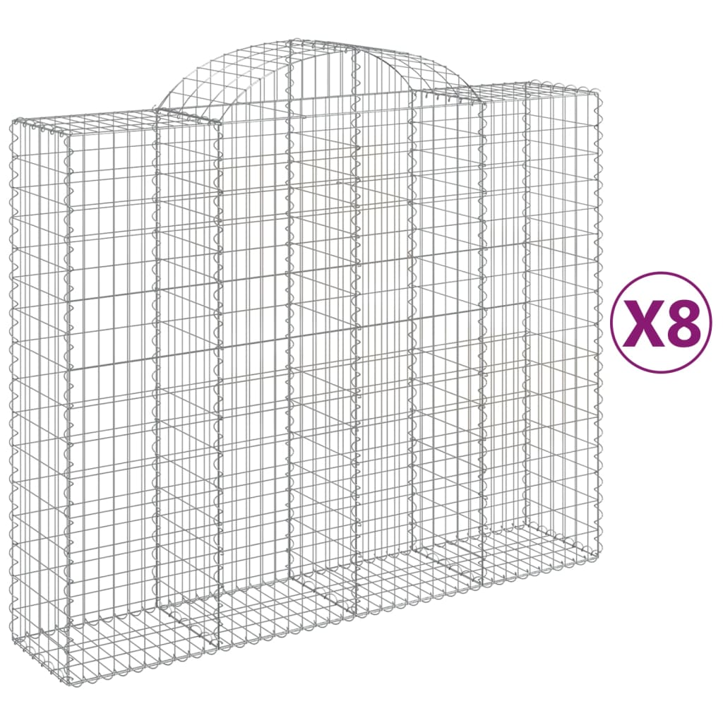 Gabionkurver buede 8 stk 200x50x160/180 cm galvanisert jern