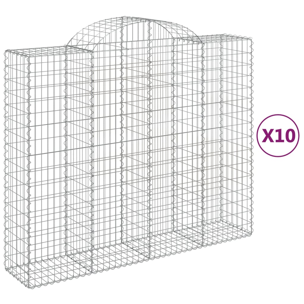 Gabionkurver buede 10 stk 200x50x160/180 cm galvanisert jern