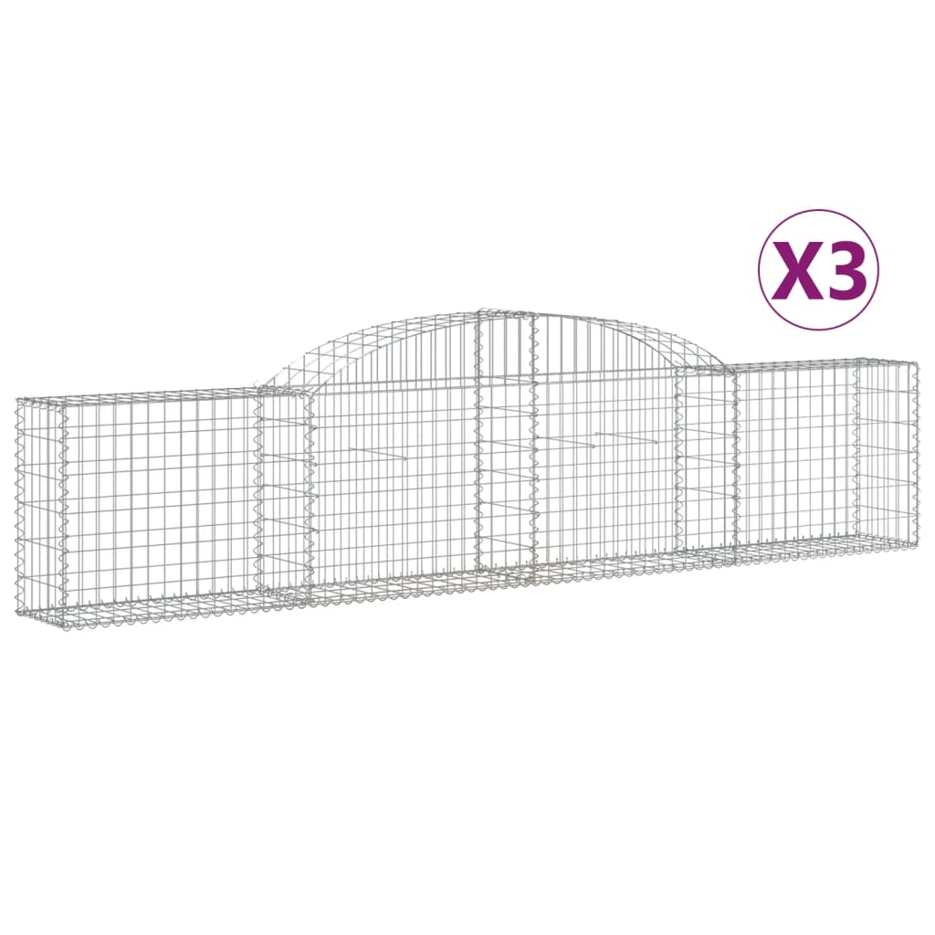 Gabionkurver buede 3 stk 300x30x60/80 cm galvanisert jern