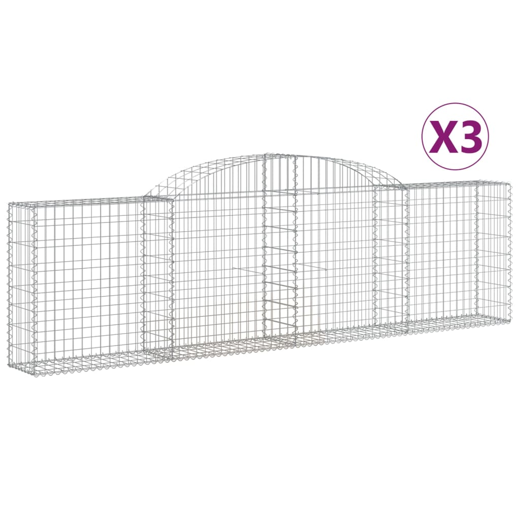 Gabionkurver buede 3 stk 300x30x80/100 cm galvanisert jern