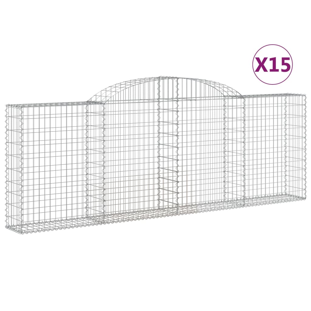 Gabionkurver buede 15 stk 300x30x100/120 cm galvanisert jern