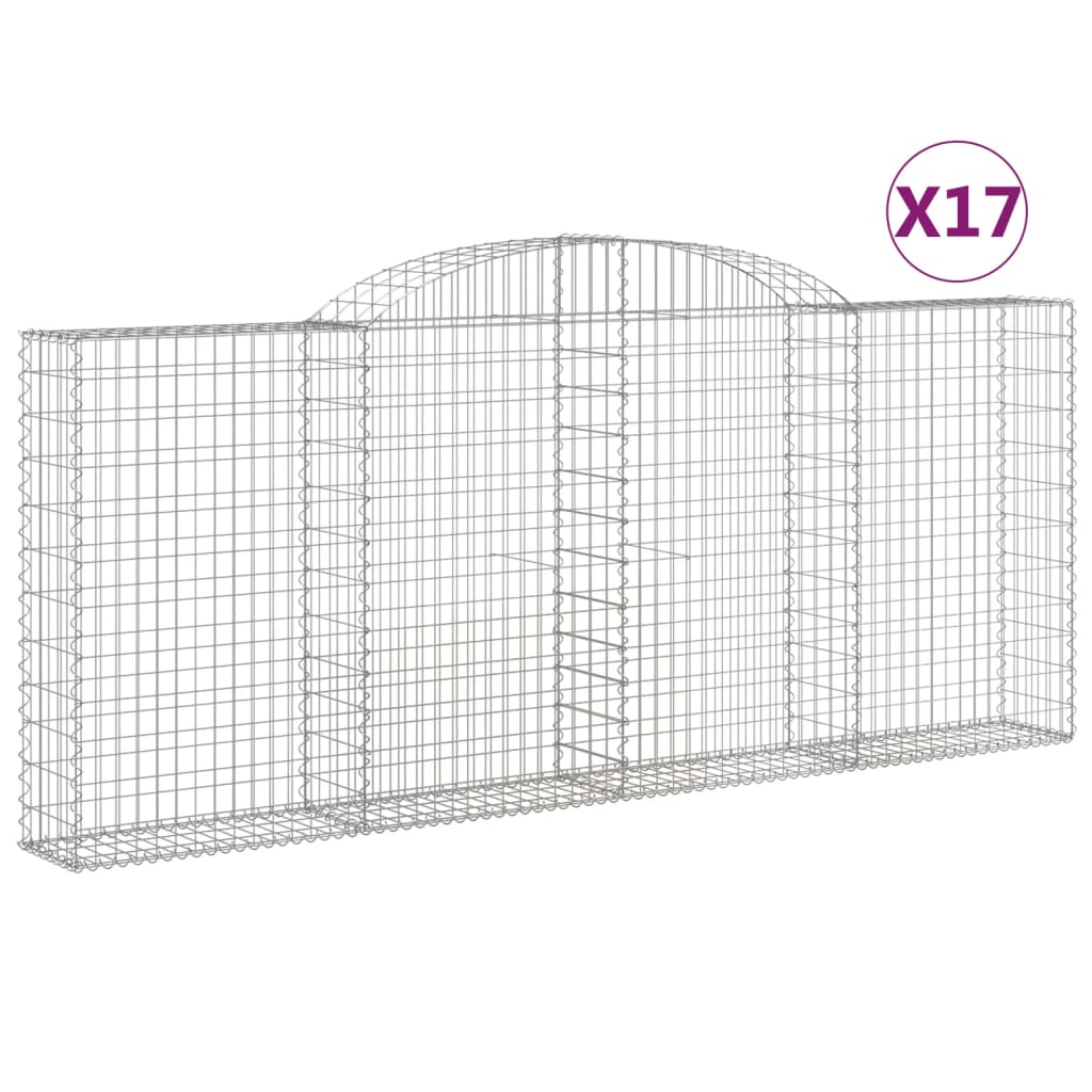 Gabionkurver buede 17 stk 300x30x120/140 cm galvanisert jern