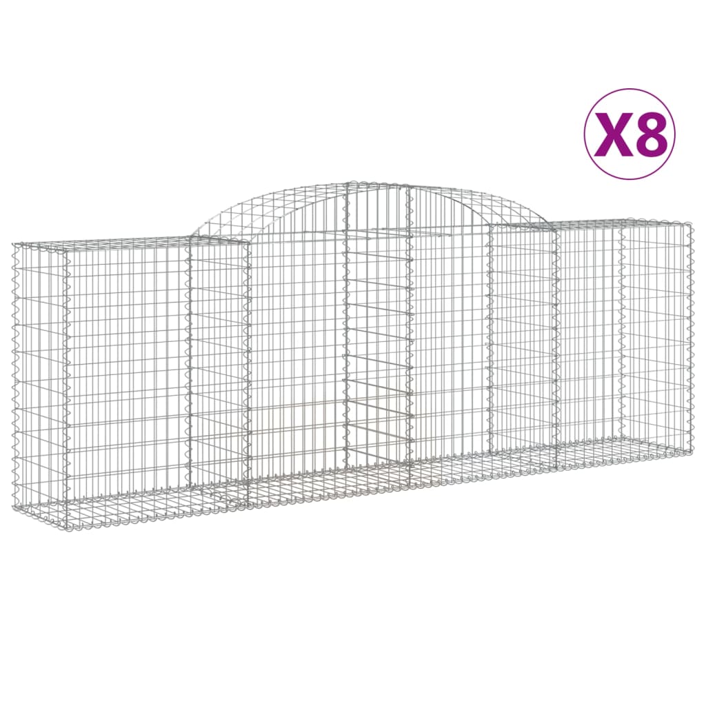 Gabionkurver buede 8 stk 300x50x100/120 cm galvanisert jern