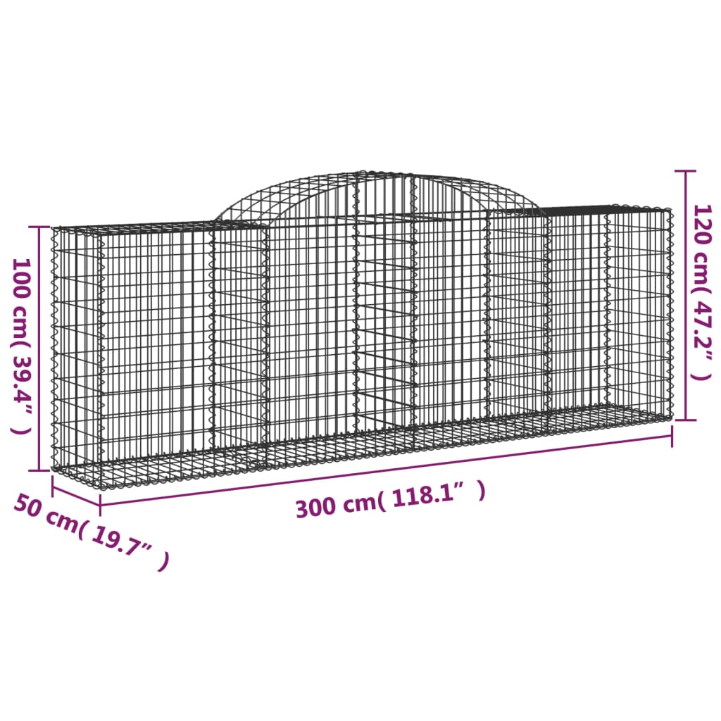 Gabionkurver buede 30 stk 300x50x100/120 cm galvanisert jern