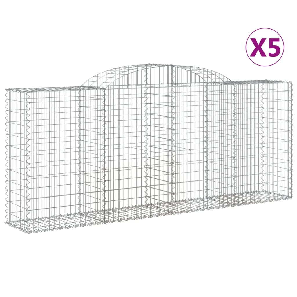 Gabionkurver buede 5 stk 300x50x120/140 cm galvanisert jern