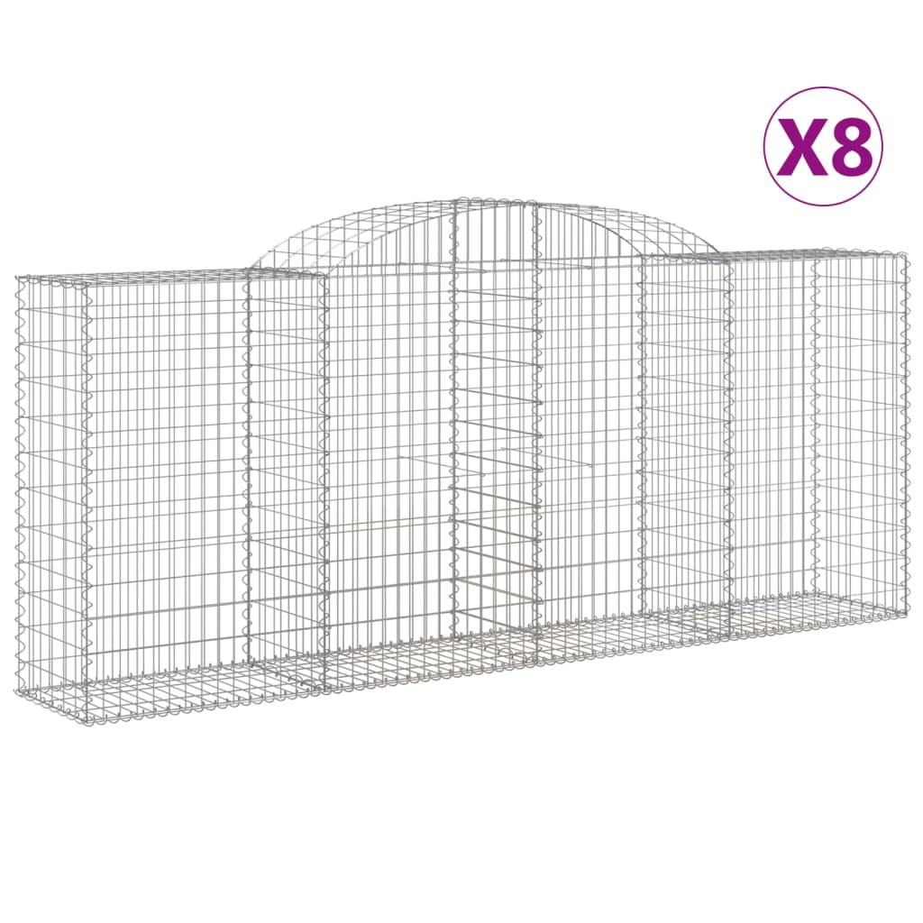 Gabionkurver buede 8 stk 300x50x120/140 cm galvanisert jern