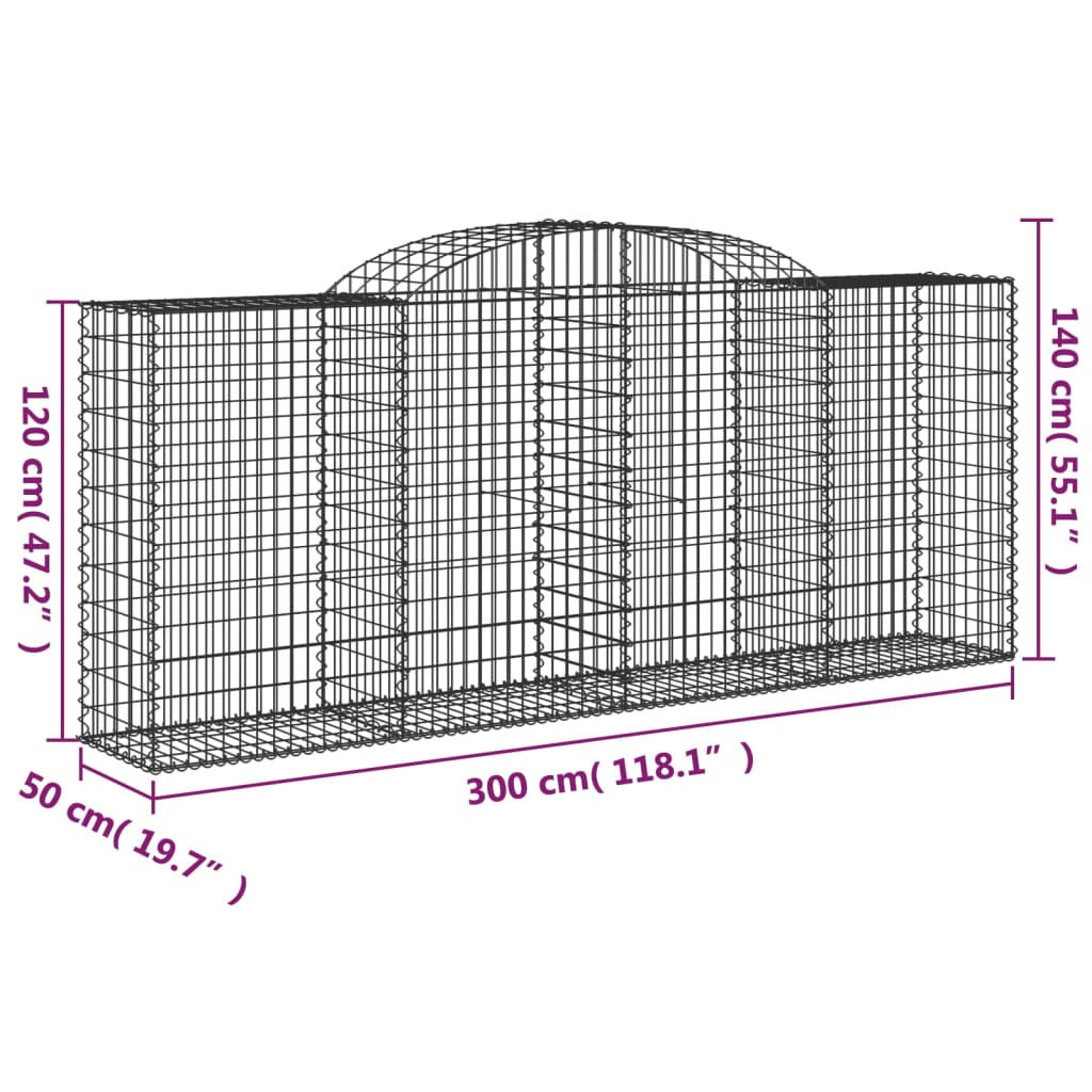 Gabionkurver buede 11 stk 300x50x120/140 cm galvanisert jern