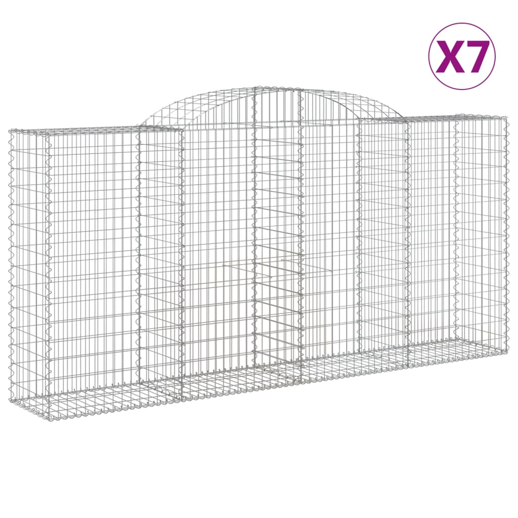 Gabionkurver buede 7 stk 300x50x140/160 cm galvanisert jern