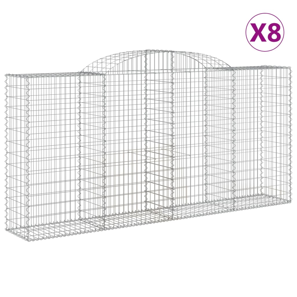Gabionkurver buede 8 stk 300x50x140/160 cm galvanisert jern