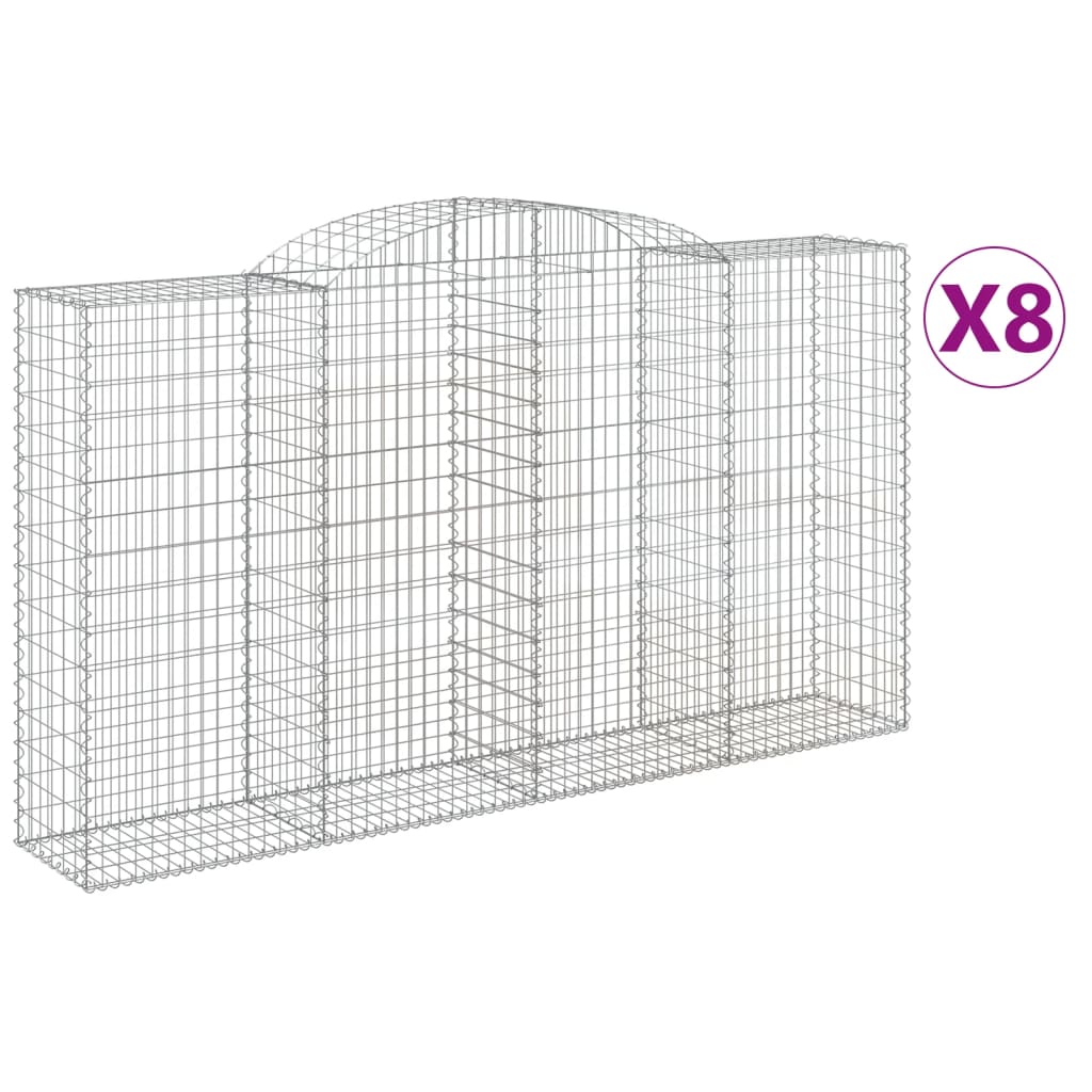 Gabionkurver buede 8 stk 300x50x160/180 cm galvanisert jern