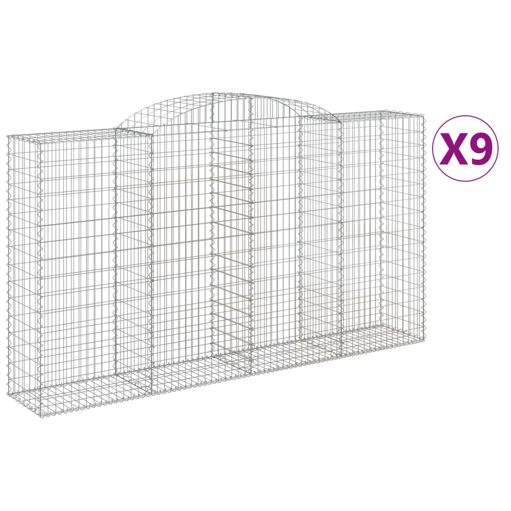 Gabionkurver buede 9 stk 300x50x160/180 cm galvanisert jern