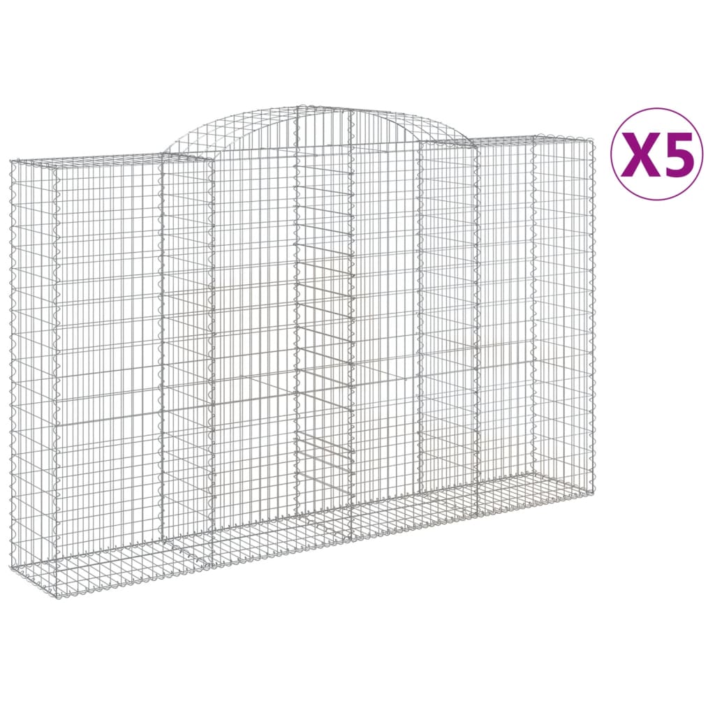 Gabionkurver buede 5 stk 300x50x180/200 cm galvanisert jern