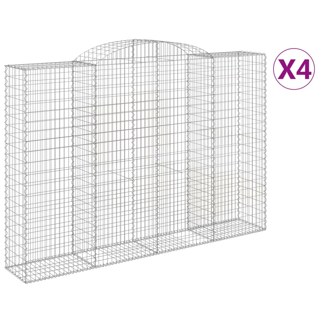 Gabionkurver buede 4 stk 300x50x200/220 cm galvanisert jern