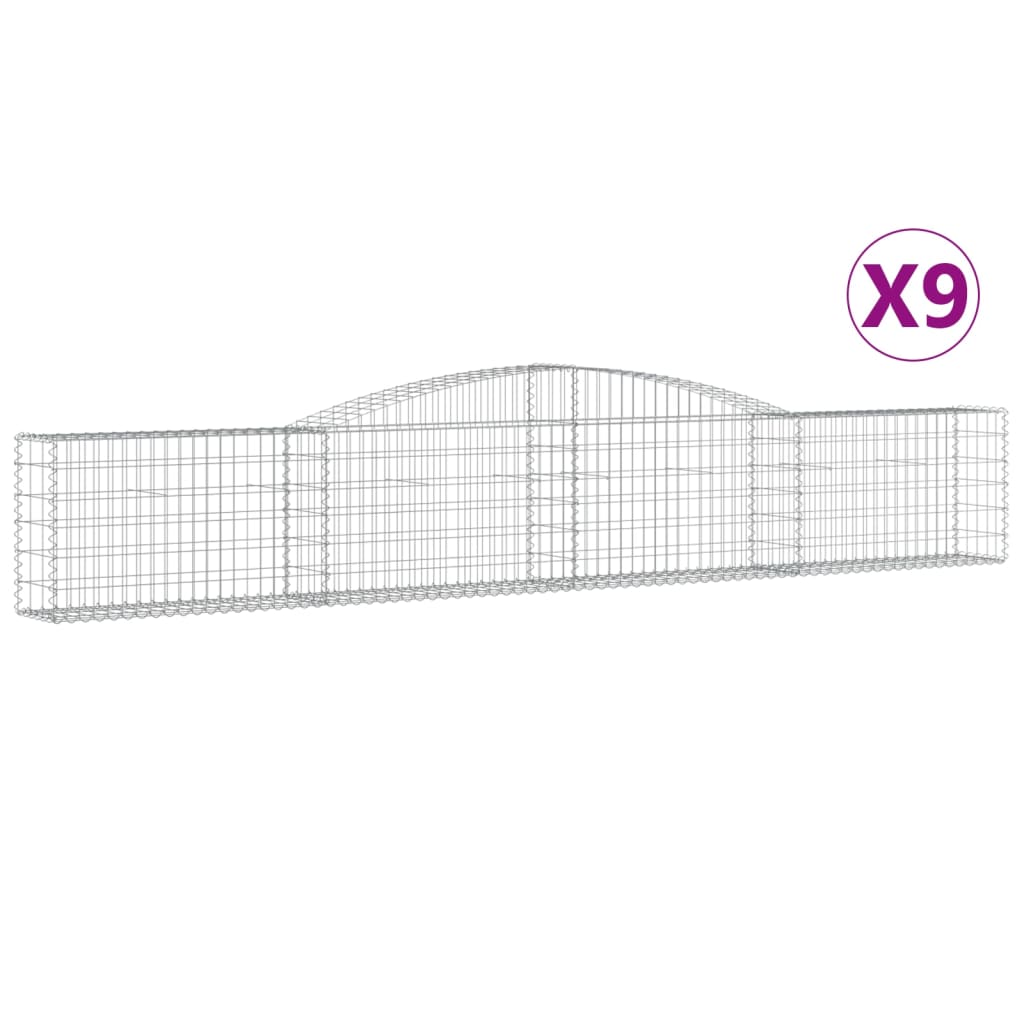 Gabionkurver buede 9 stk 400x30x60/80 cm galvanisert jern