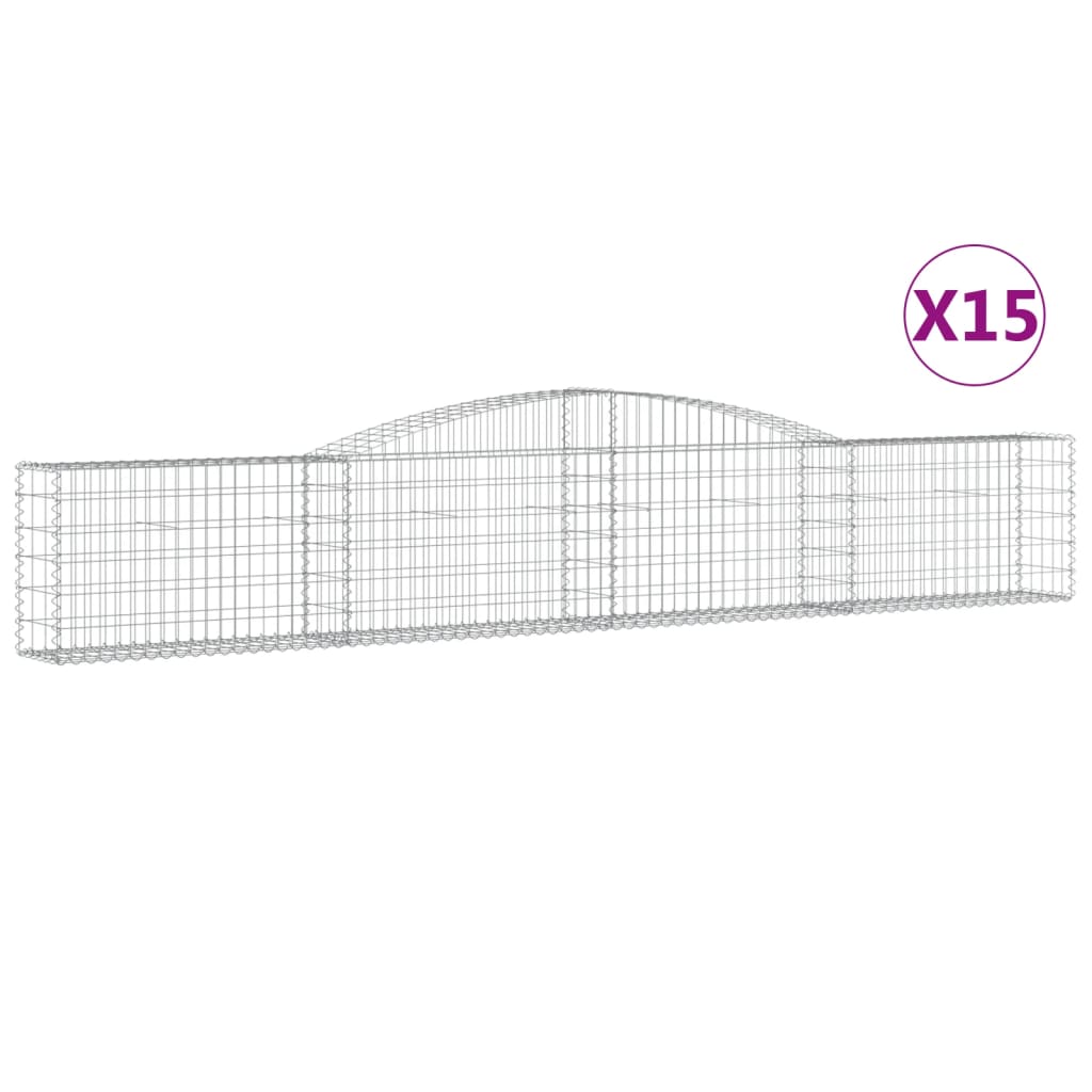 Gabionkurver buede 15 stk 400x30x60/80 cm galvanisert jern