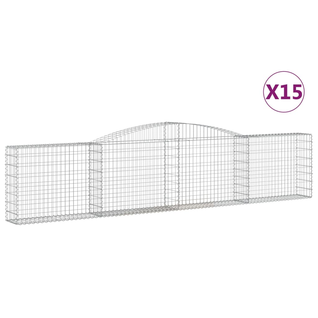 Gabionkurver buede 15 stk 400x30x80/100 cm galvanisert jern