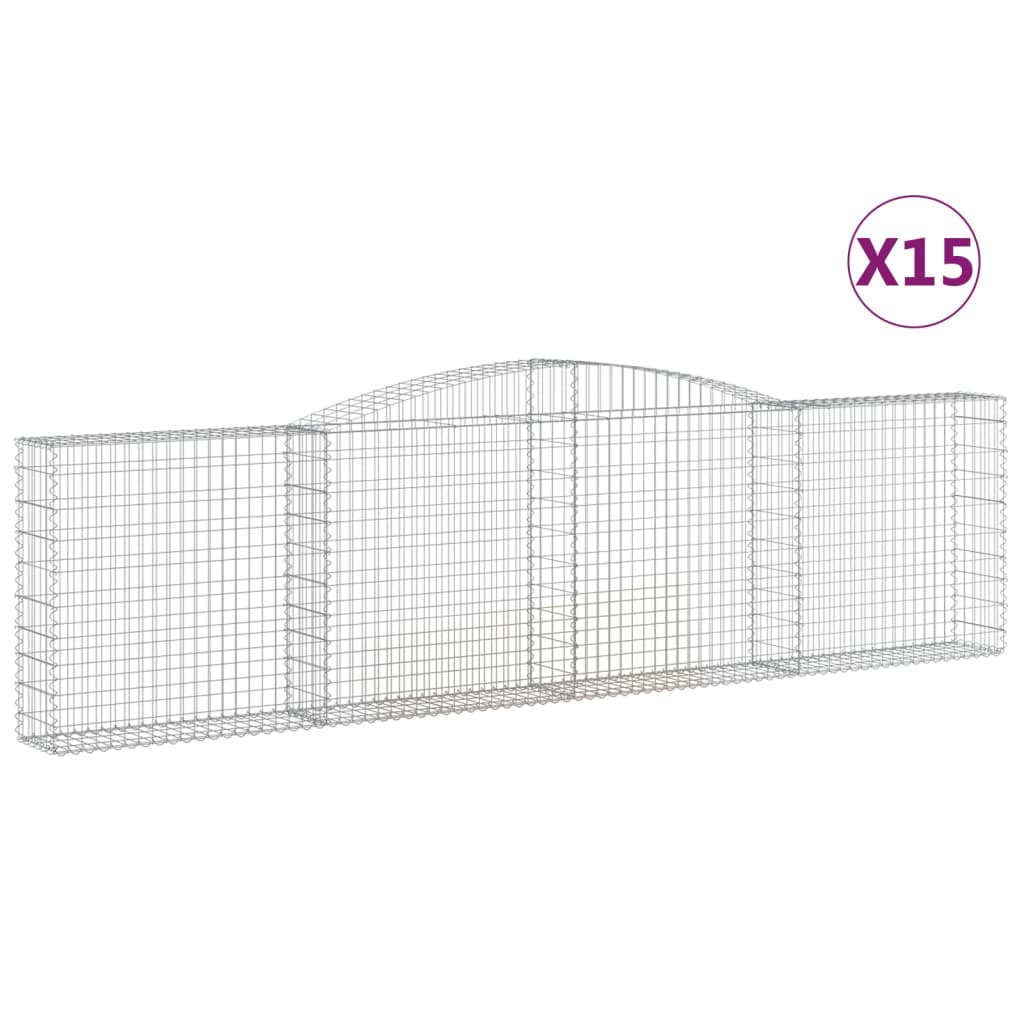 Gabionkurver buede 15 stk 400x30x100/120 cm galvanisert jern