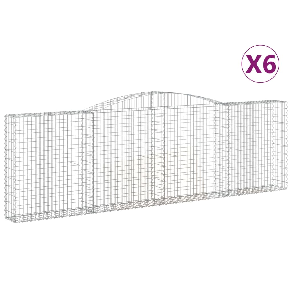 Gabionkurver buede 6 stk 400x30x120/140 cm galvanisert jern