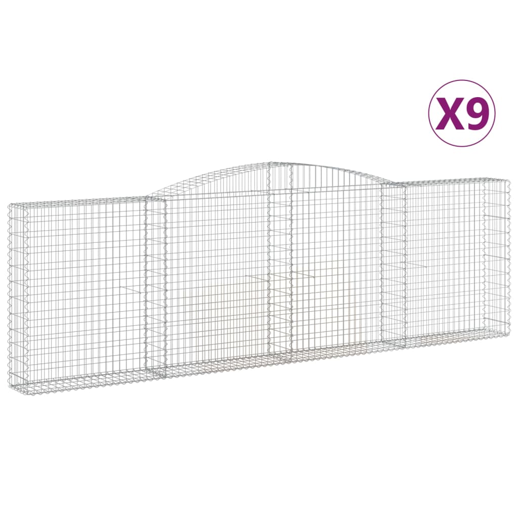 Gabionkurver buede 9 stk 400x30x120/140 cm galvanisert jern