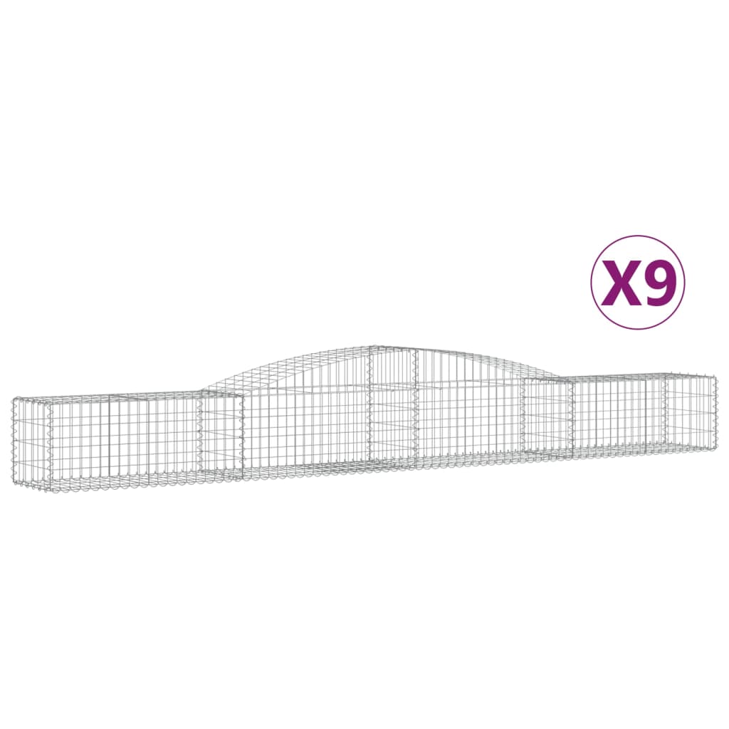 Gabionkurver buede 9 stk 400x50x40/60 cm galvanisert jern