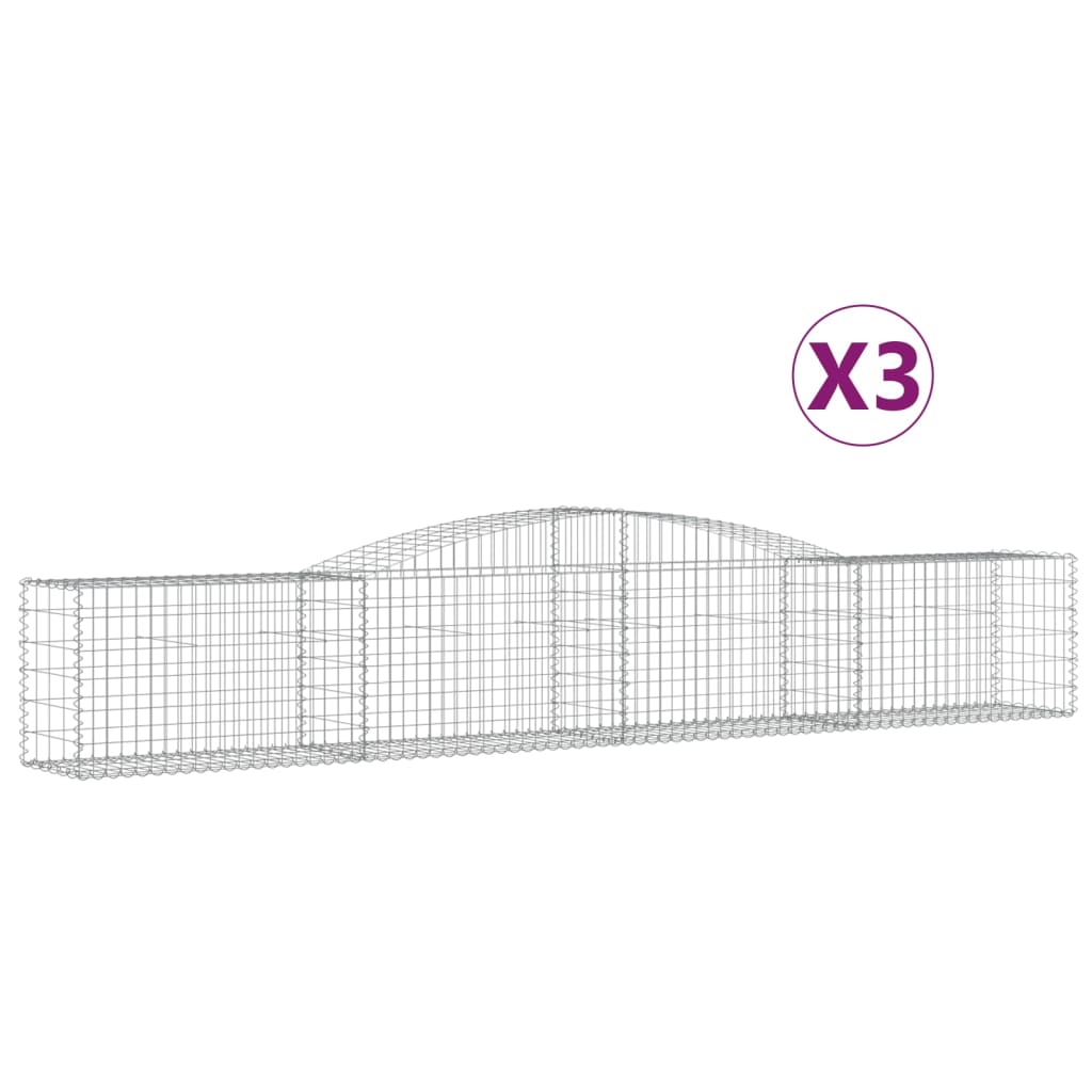 Gabionkurver buede 3 stk 400x50x60/80 cm galvanisert jern