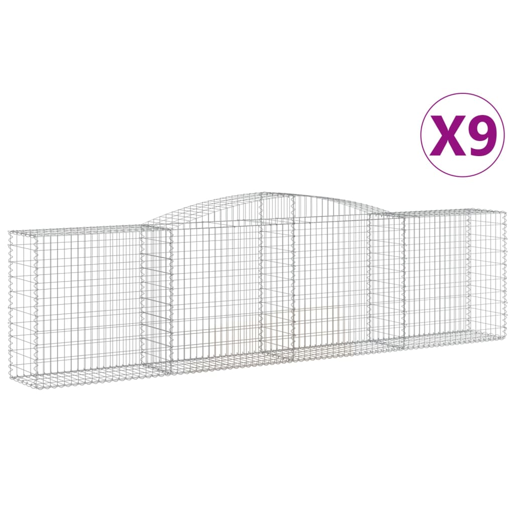 Gabionkurver buede 9 stk 400x50x100/120 cm galvanisert jern