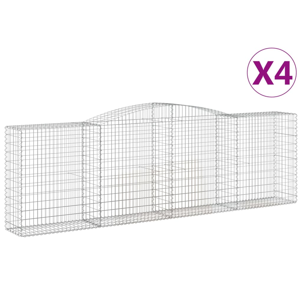 Gabionkurver buede 4 stk 400x50x120/140 cm galvanisert jern