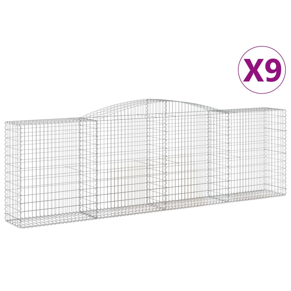 Gabionkurver buede 9 stk 400x50x120/140 cm galvanisert jern
