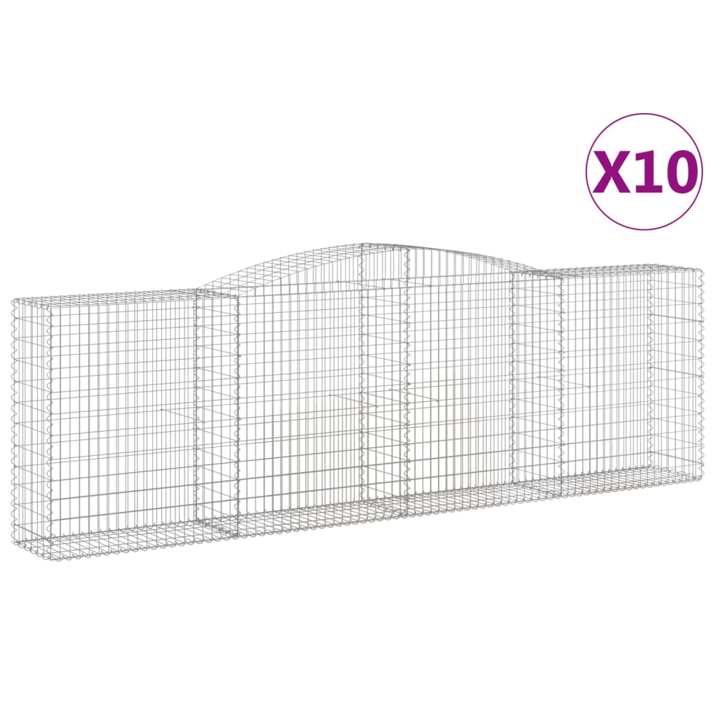 Gabionkurver buede 10 stk 400x50x120/140 cm galvanisert jern