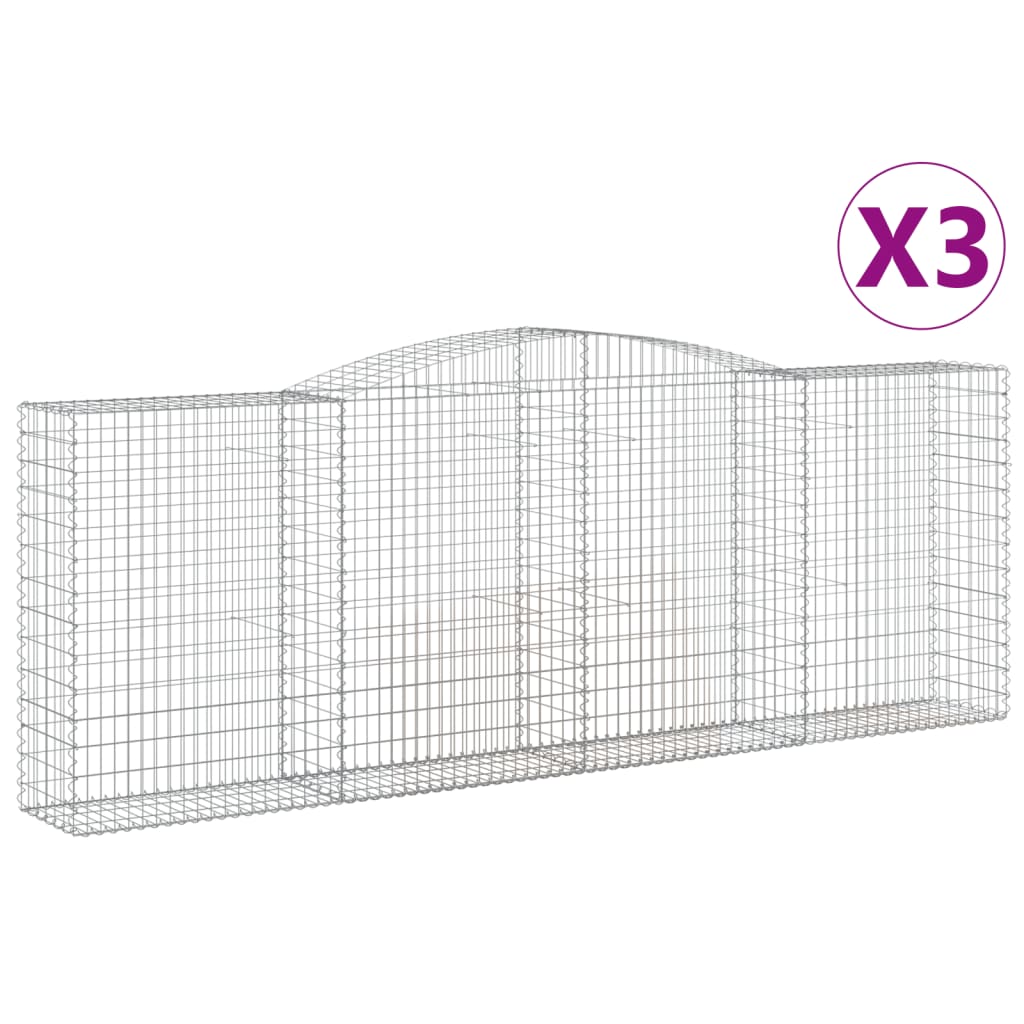Gabionkurver buede 3 stk 400x50x140/160 cm galvanisert jern