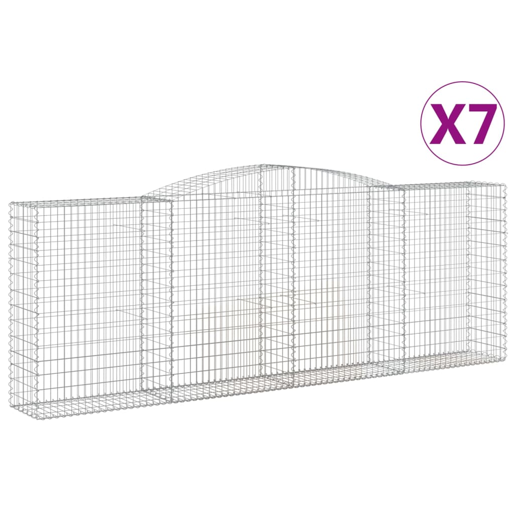 Gabionkurver buede 7 stk 400x50x140/160 cm galvanisert jern