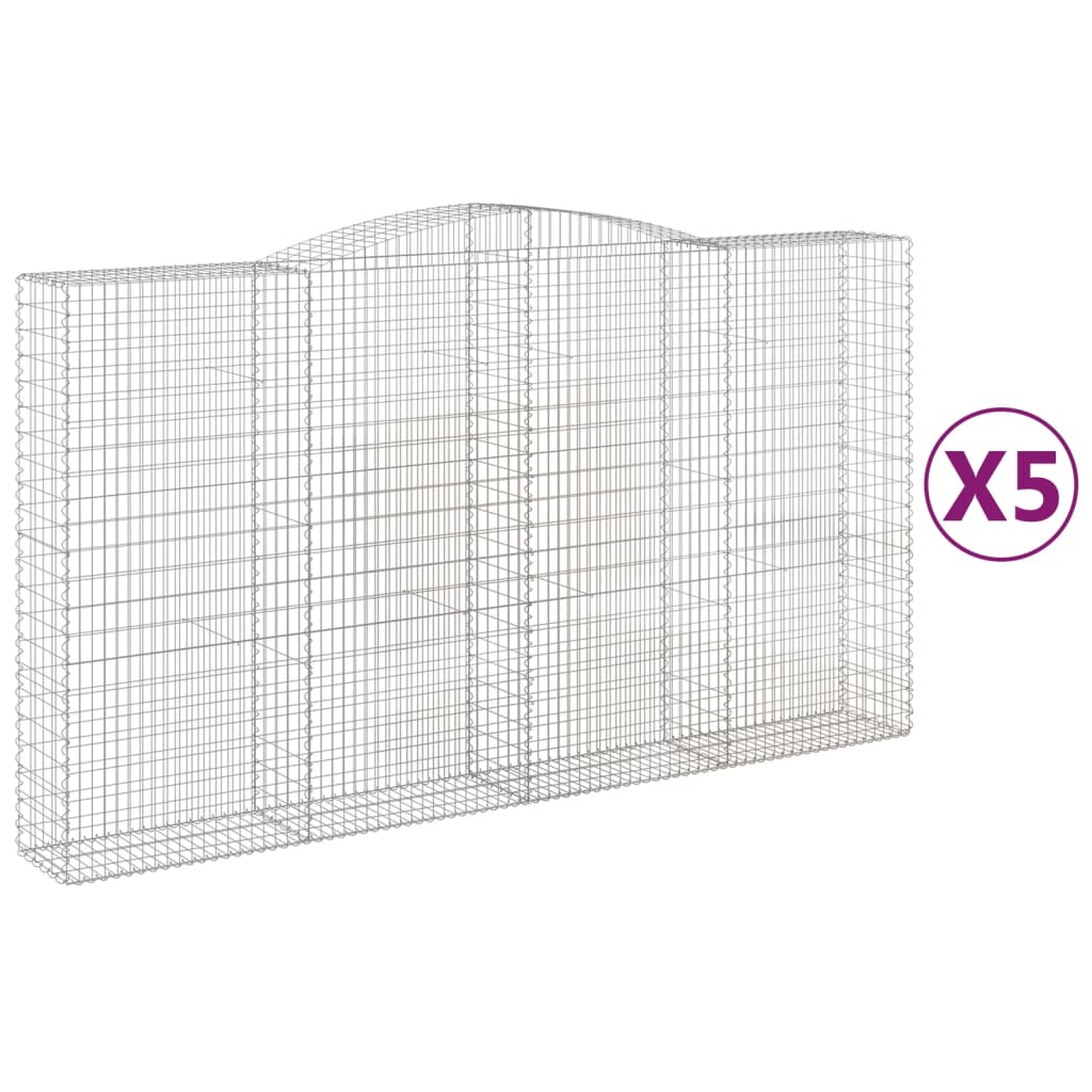 Gabionkurver buede 5 stk 400x50x220/240 cm galvanisert jern